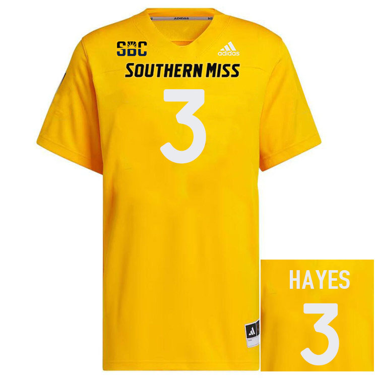 Southern Miss Golden Eagles #3 Jermane Hayes Jersey Football Uniforms-Gold